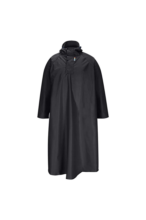 Men's Reusable EVA Long Raincoat, Windproof Waterproof Trench Coat for Hiking Fishing Dog Walking Outdoor Activities Black