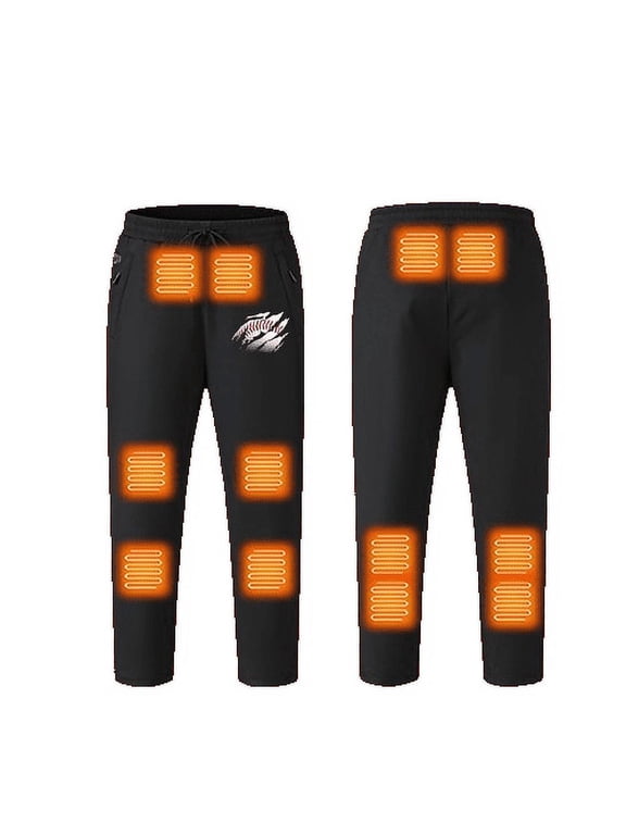 Men's Smart Heated Trousers USB Charging Waterproof 3 Heating Zones Single Control Solid Color Cold Weather Outdoor Work 3XL Black