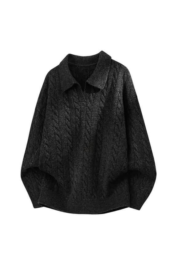 Men's Solid Color Pullover Sweaters and Casual Sweaters Knitted Warm Thick Sweater Clothes Black