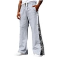 thumbnail image 1 of TEAJOPSUU Men's Sweat Pants Side Button Print Wide Leg Casual Workout Sports Pants with Pockets M Gray, 1 of 7
