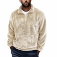thumbnail image 1 of FAWUUDO Mens Fuzzy Sherpa Sweatshirt Quarter Zip Fleece Pullover Winter Fall Warm Outerwear With Pocket Khaki, 1 of 2