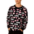 thumbnail image 1 of FAWUUDO Mens Valentines Day Printed Crewneck Sweatshirt Long Sleeve Pullover Casual Graphic Romantic Holiday Gift Cozy Comfortable Black L, 1 of 9