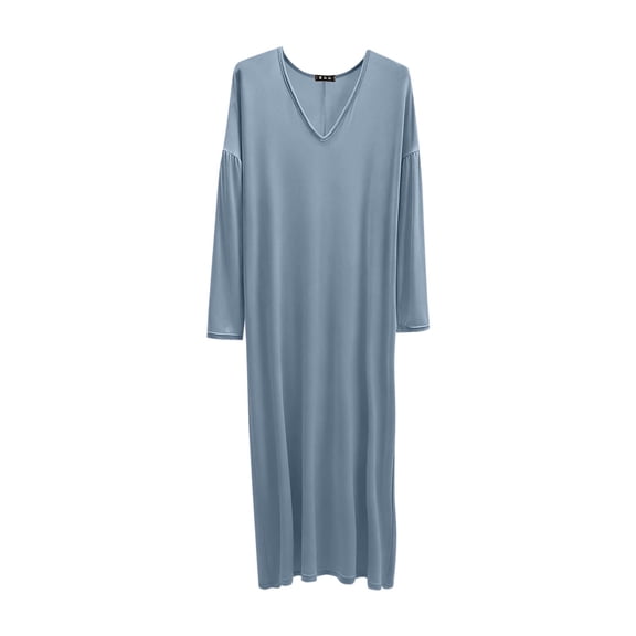 FAWUUDO Nightgowns for Women Long Sleeve Nightgown Soft Pajamas Warm Pj Dress
