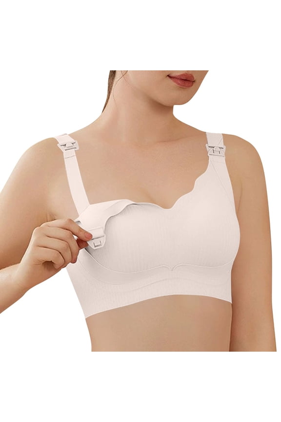 Nursing Jelly Bra Wireless Seamless Push-up Full Coverage Breathable One-Hand Clips Solid Colors Natural Shape