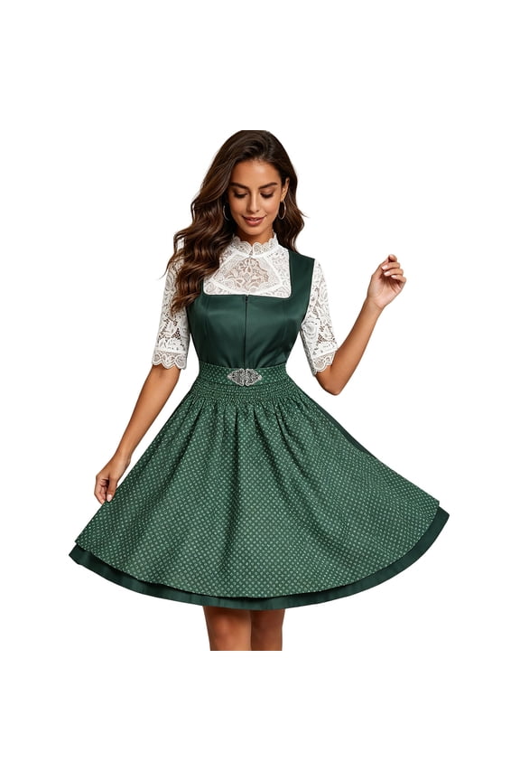 Oktoberfest Dresses for Women Dirndl Square Neck Sleeveless Casual Summer Beer Festival Dress Green