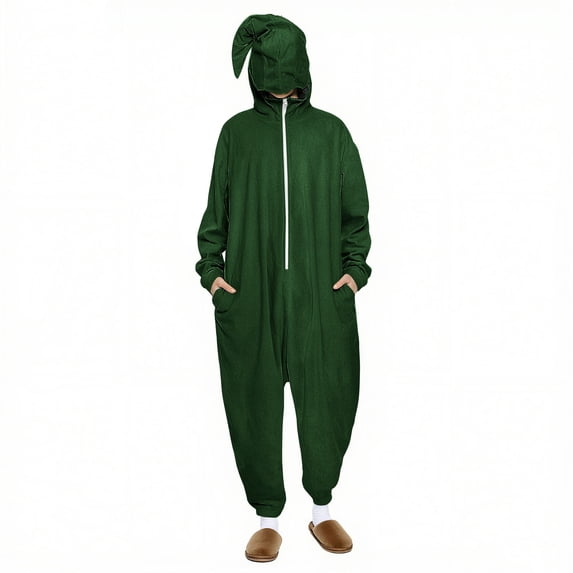 FAWUUDO Onesie Adult Unisex Christmas Zipper Pajamas Animals One Piece Homewear for Women Men Multicolor