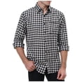 thumbnail image 1 of FAWUUDO Plaid Shirts for Men Pearl Snap Shirt Long Sleeve Vintage Casual Cowboy Tshirt with Two Pockets Black, 1 of 7