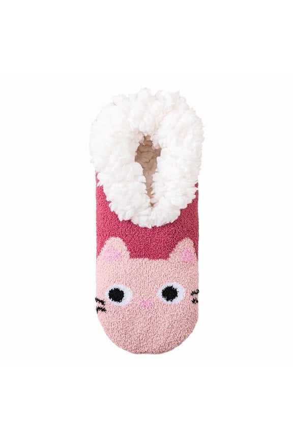 Sherpa Fleece Lined Fur Fuzzy Slipper Socks,Non Slip Fuzzy Plush Cable-Knit Home Slippers Ankle Socks for Women