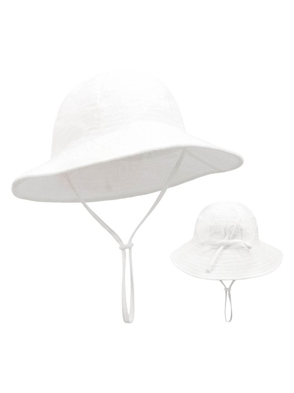 FAWUUDO Toddler Baby Sun Hat UPF 50+ UV Protection Cotton Bucket Hat with Bow for Infant Girls Outdoor