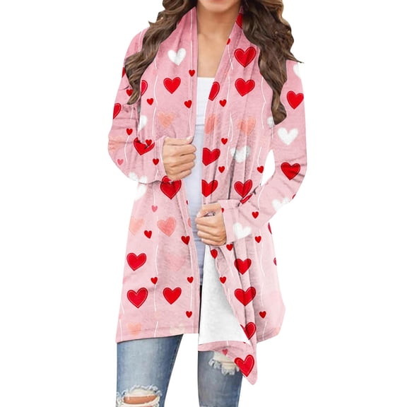 FAWUUDO Valentines Cardigans for Womens Long Cardigan Spring Casual Cardigans