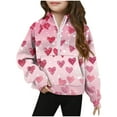 thumbnail image 1 of FAWUUDO Valentines Gift for Girls Big Youth Size Pullover Half Zip Stand Collar Thumb Hole Long Sleeve Casual Printed Sweatshirt Pink 7-8 Years, 1 of 5