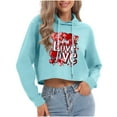 thumbnail image 1 of FAWUUDO Valentines Gift for Her Womens Hooded Sweatshirt Long Sleeve Pullover Printed Graphic Casual Romantic Cozy Holiday Wear Light Blue M, 1 of 7