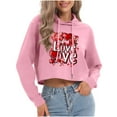 thumbnail image 1 of FAWUUDO Valentines Gift for Her Womens Hooded Sweatshirt Long Sleeve Pullover Printed Graphic Casual Romantic Cozy Holiday Wear Pink 2XL, 1 of 7