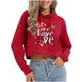 thumbnail image 1 of FAWUUDO Valentines Gift for Her Womens Hooded Sweatshirt Long Sleeve Pullover Printed Graphic Casual Romantic Cozy Holiday Wear Red M, 1 of 7