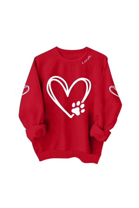 Valentines Shirts for Womens Tops Love Heart Printed Tees Casual Valentine Gifts Clothes