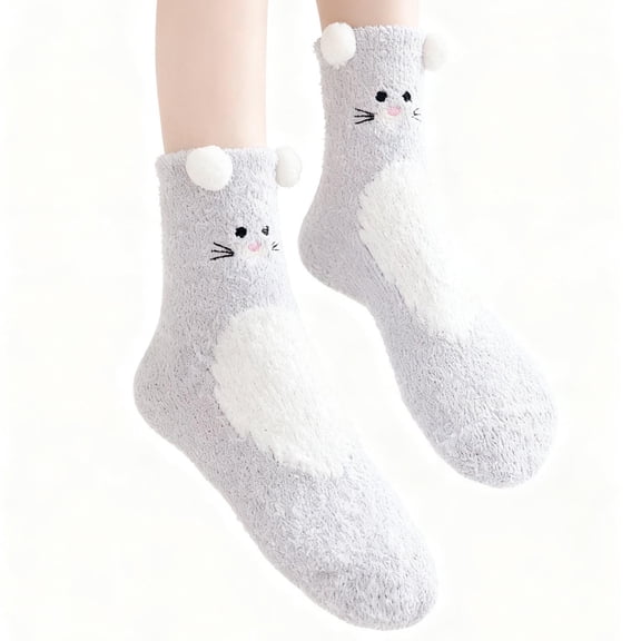 FAWUUDO Warm Cozy Fuzzy Socks Gifts for Women Soft Coral Fluffy Sleeping Slipper Socks