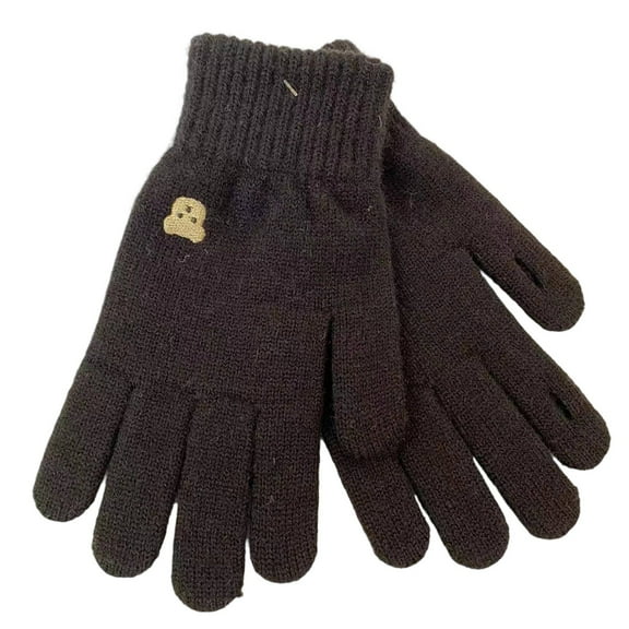 FAWUUDO Winter Gloves for Women Touch Screen Elastic Soft Warm Knit Thin Fleece Cold Weather Gloves Folding Cuffs Black