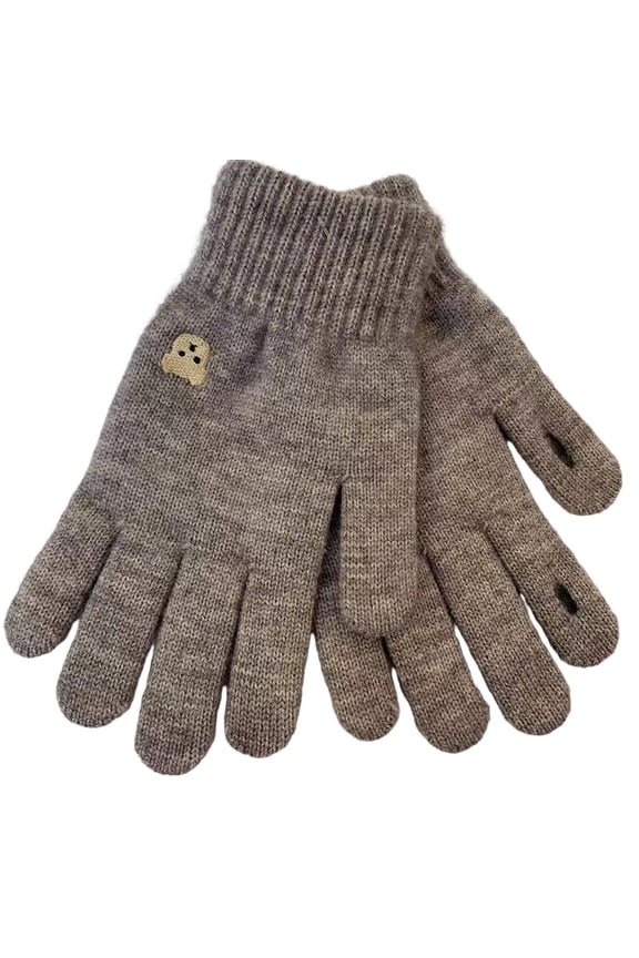 Winter Gloves for Women Touch Screen Elastic Soft Warm Knit Thin Fleece Cold Weather Gloves Folding Cuffs Gray