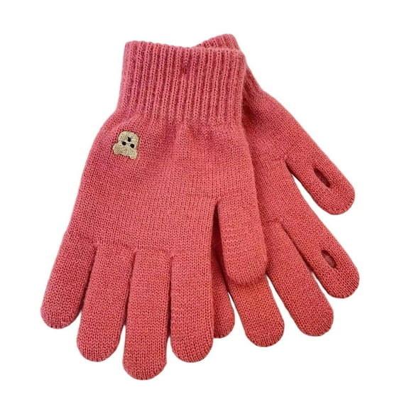 FAWUUDO Winter Gloves for Women Touch Screen Elastic Soft Warm Knit Thin Fleece Cold Weather Gloves Folding Cuffs Hot Pink