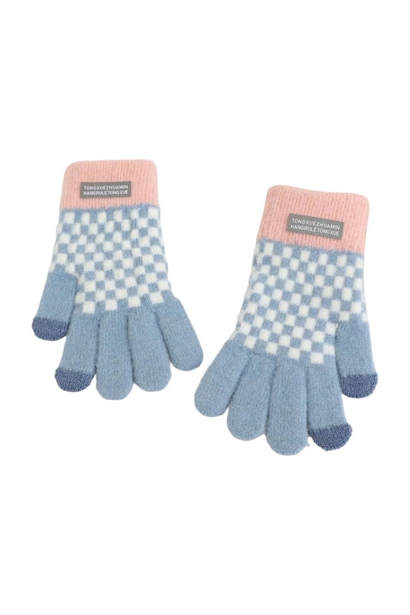 Winter Gloves for Women Warm Knit Touchscreen Gloves Soft Fleece Lined Gloves Blue