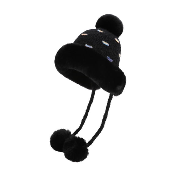 FAWUUDO Winter Hat for Women, Beanie for Women with Ties to Adjust, Womens Winter Hat Cold Weather