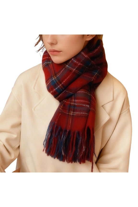 Winter Women's Scarf Long Checkered Scarf Warm, Rustic, Loose-Fitting Winter Fall Blanket Shawl Gift