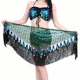 thumbnail image 1 of FAWUUDO Wome's Sequin Fringe Mini Skirt, Sparkly Tassel Hip Scarf Wrap, 1 of 8
