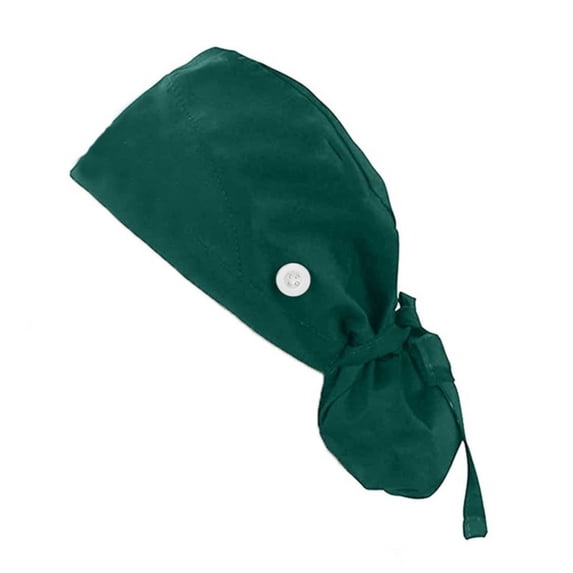 ROHUUQUE Women Du Rag Cotton Blend Adjustable Solid Color Surgical Cap for Long Hair Operating Room Green