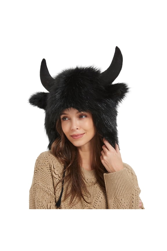 Women Girls Cute Cat Ears Beanie Hat Winter Crochet Knit Cap Black