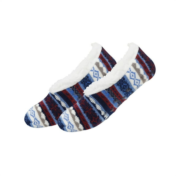 FAWUUDO Women Slipper Socks with Grippers Winter Warm Soft Fleece Lined Cozy Socks Thick Non-Slip Thermal Sock for Indoor Sleep