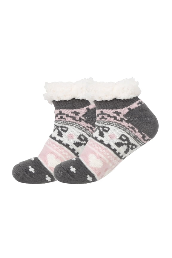 Women Slipper Socks with Grippers Winter Warm Soft Fleece Lined Cozy Socks Thick Non-Slip Thermal Sock for Indoor Sleep