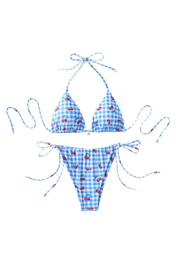 Women's 2 Piece High Waisted Bikini Set Drawstring Adjustable Push Up Top with High Waist Bottom Modest Swimwear