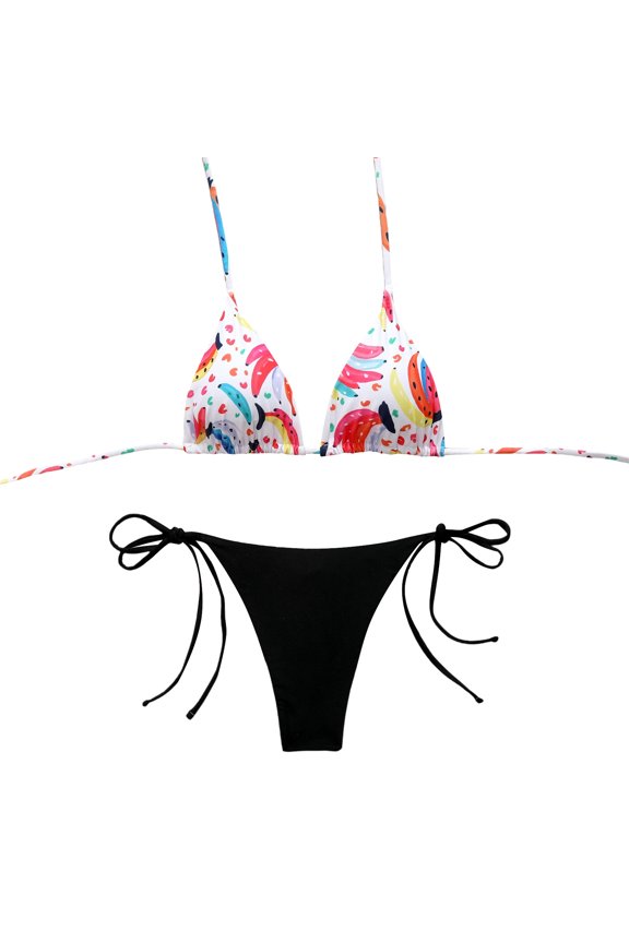 Women's 2 Piece High Waisted Bikini Set Drawstring Adjustable Push Up Top with High Waist Bottom Modest Swimwear