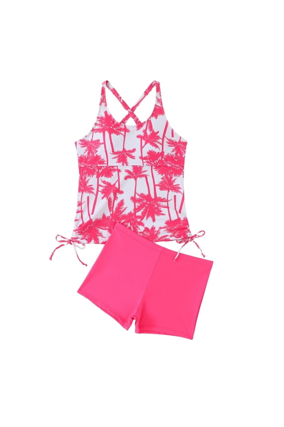 Women's 2 Piece Outfits Floral Print Spaghetti Strap Cami Top And High Waisted Shorts Set Summer Casual Suit