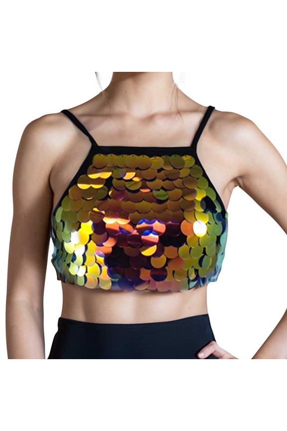 Women's Belly Dance Tops Sequin Bra Tassel Top Chest Party Club Wear Bras Top Dancing Sparkly