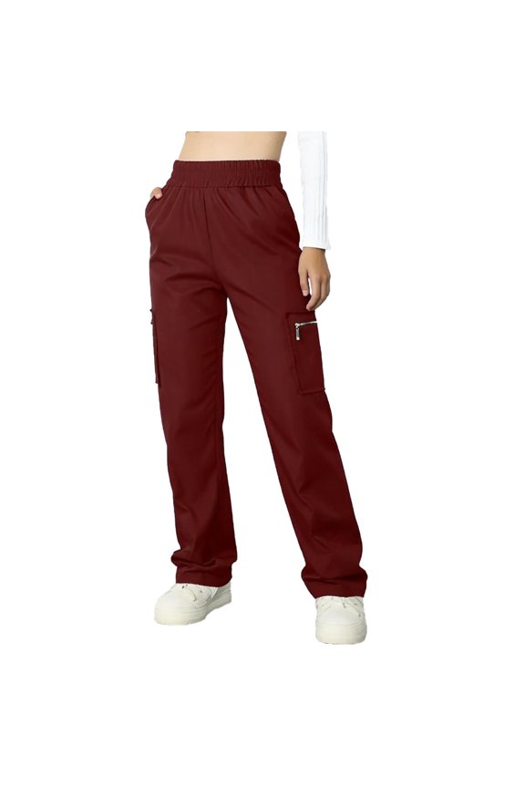 Women's Cargo Pants with Pockets High Waist Loose Straight Casual Hiking Outdoor