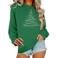 thumbnail image 1 of FAWUUDO Women's Christmas Sweatshirt Cute Xmas Print Shirts Dressy Holiday Tops Festival Crewneck Sweater Green, 1 of 6