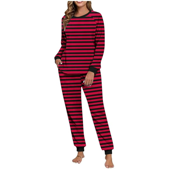 FAWUUDO Women's Pajama Set Long Sleeve Top With Jogger Pants Lounge Sets Sleepwear Loungewear with Pockets
