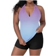 thumbnail image 1 of FAWUUDO Women's Plus Size Swimsuit Two Piece Tankini Swim Suits Print Ruched Bathing Suits Tummy Control Swimwear Beach, 1 of 7