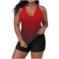 thumbnail image 1 of FAWUUDO Women's Plus Size Swimsuit Two Piece Tankini Swim Suits Print Ruched Bathing Suits Tummy Control Swimwear Beach, 1 of 7