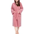 thumbnail image 1 of FAWUUDO Women's Robe Long Plush Soft Bathrobe Jacquard Color Block Robes Shawl Collar Sleepwear with Pockets, 1 of 4