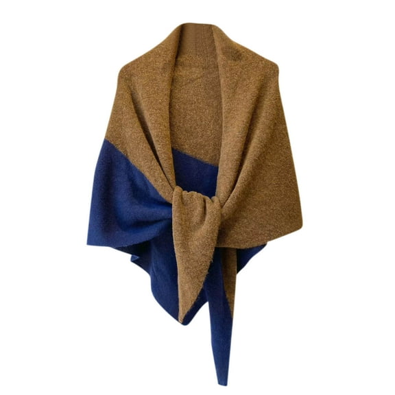 FAWUUDO Women's Striped Shawl Wraps Tie Front Knitted Triangle Shawls Scarf Cardigan Fall Winter Trendy Poncho Wrap Cape