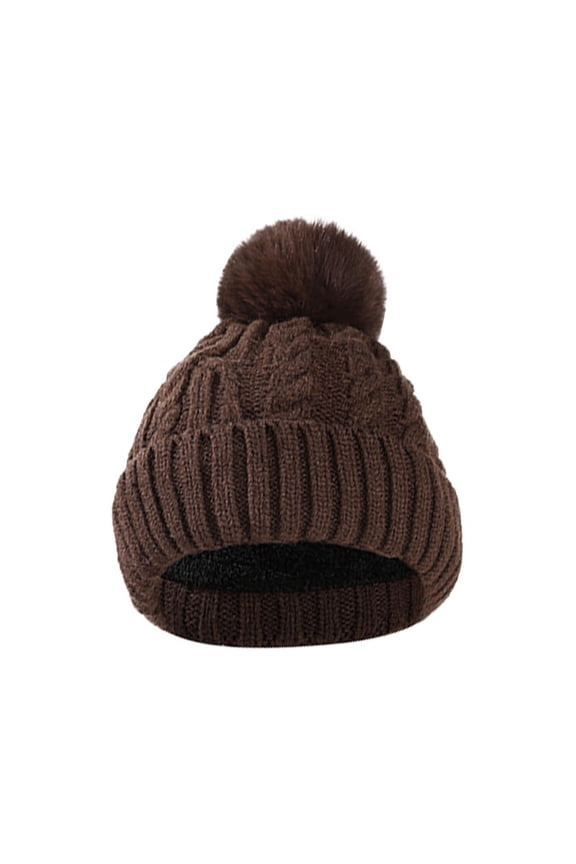 Women's Winter Beanie Warm Hat with Pom PomThermal Fleece Lined Knit Cap Thick Cable Slouchy Soft for Ski Cold Weather Coffee