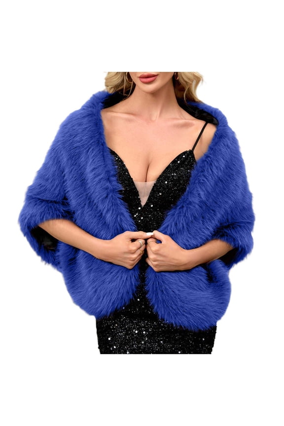 Women's Winter Faux Fur Straight Wedding Scarf Wrap Collar Shawl Shrug