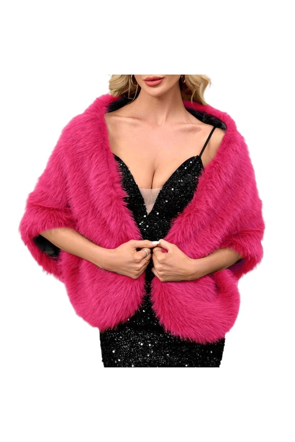 Women's Winter Faux Fur Straight Wedding Scarf Wrap Collar Shawl Shrug