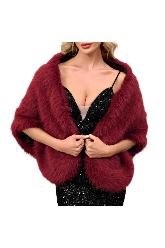Women's Winter Faux Fur Straight Wedding Scarf Wrap Collar Shawl Shrug