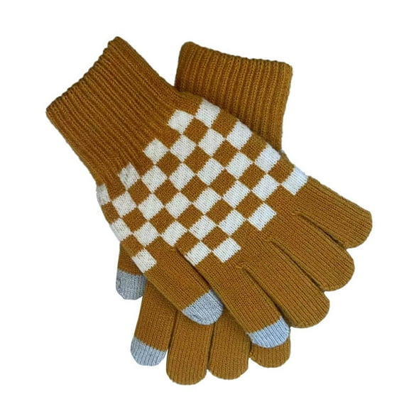 FAWUUDO Women's Winter Touch Screen Keep Warm Gloves Knitted Thermal Gloves for Mens Womens - with Elastic Cuff Yellow