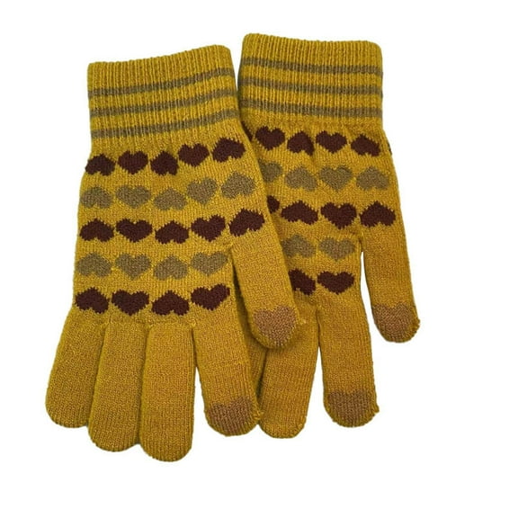 FAWUUDO Women's Winter Touch Screen Keep Warm Gloves Knitted Thermal Gloves for Mens Womens - with Elastic Cuff Yellow