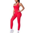 thumbnail image 1 of FAWUUDO Womens Butt Lifting Yoga Bodysuit Racerback Low Cut Back Seamless Tummy Control Shaper Workout Top No Chest Pads, 1 of 7