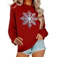 thumbnail image 1 of FAWUUDO Womens Fall Sweater Cute Bow Print Long Sleeve Pullover Casual Oversized Burgundy, 1 of 6